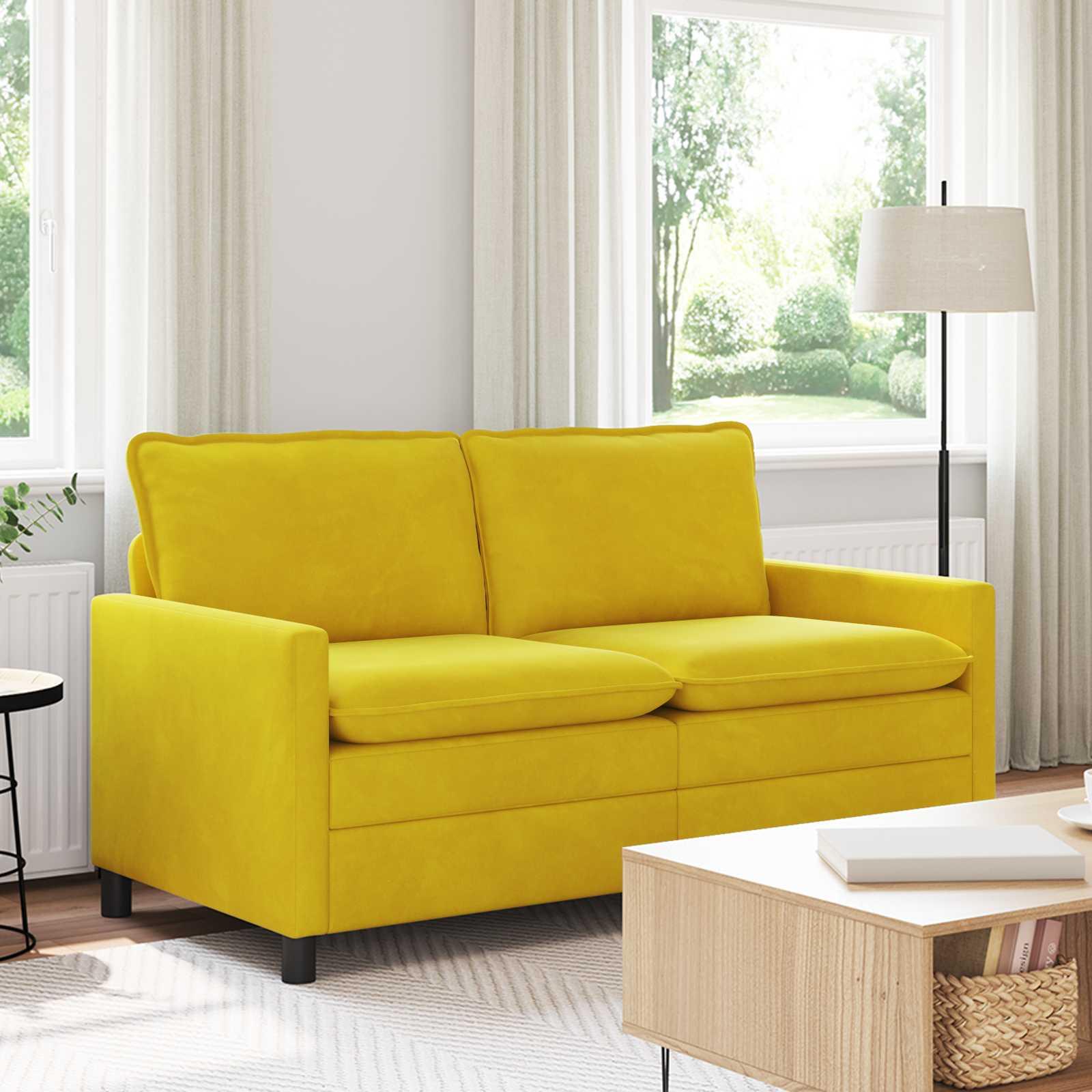 Sofa Gul 156 x 81 x 87,5 cm Fløjl billede
