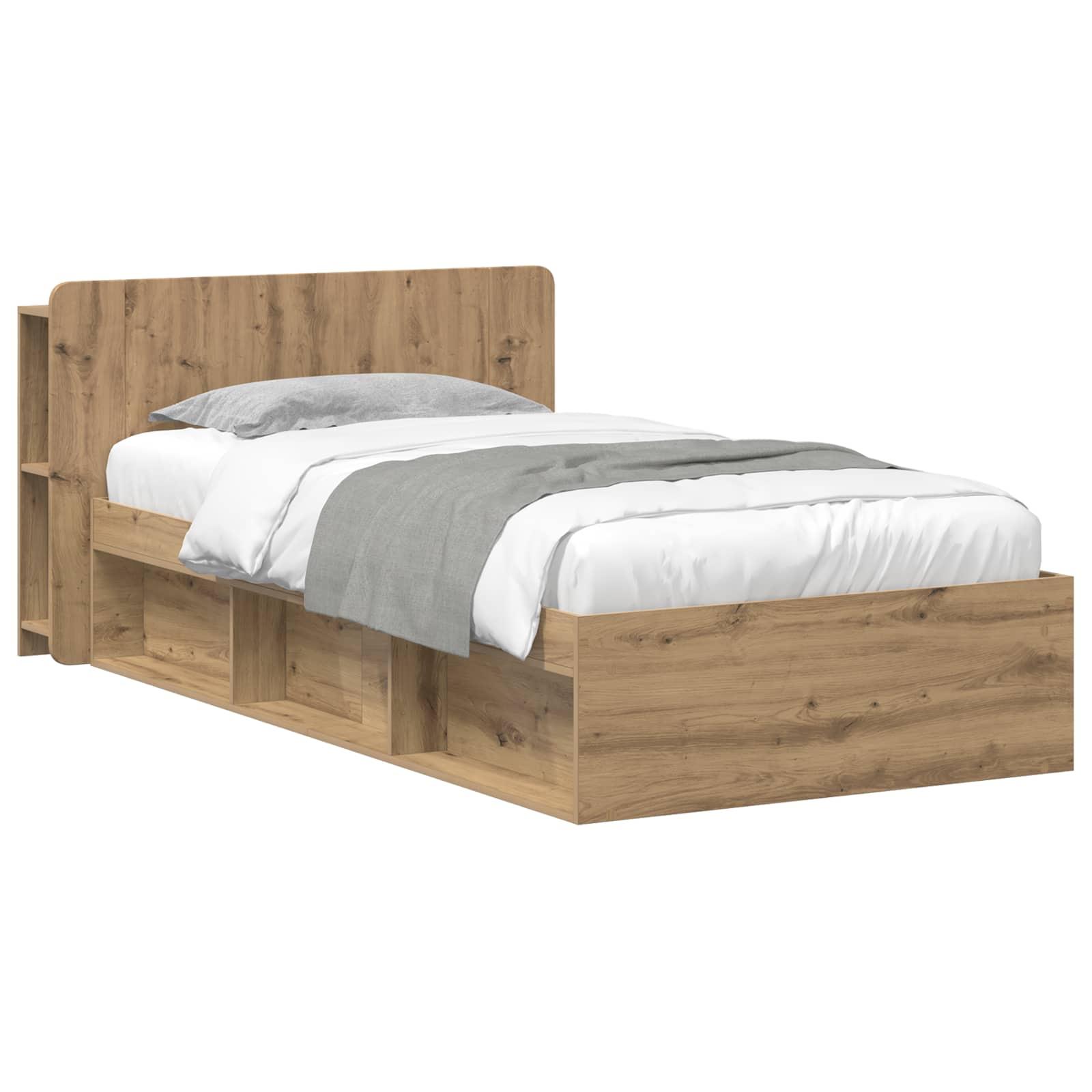Sengestel med opbevaring Artisan-eg 80 x 200 cm Konstrueret træ billede