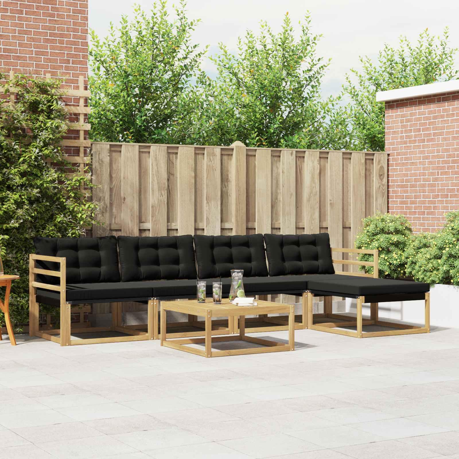 Udendørs sofagruppe 6 stk Hvid og sort 79 x 79 x 37 cm billede