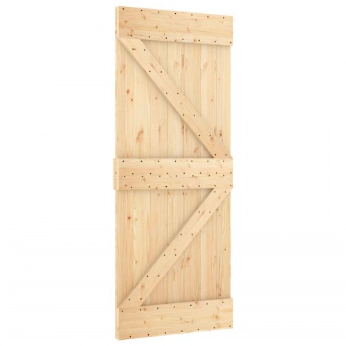 Skydedør Natur og hvid 90 x 210 cm Massivt fyrretræ