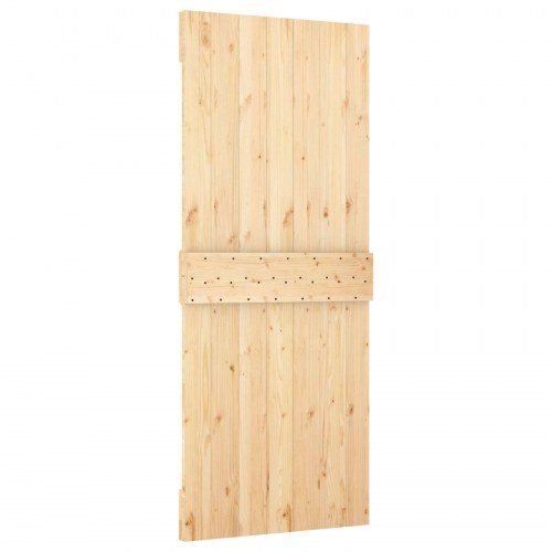 Skydedør Natur og hvid 90 x 210 cm Massivt fyrretræ
