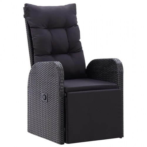 Havelænestol med hynde polyrattan sort (OUTLET A)