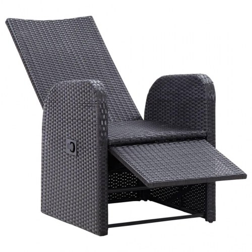 Havelænestol med hynde polyrattan sort (OUTLET A)