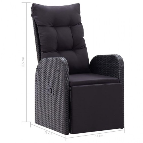 Havelænestol med hynde polyrattan sort (OUTLET A)