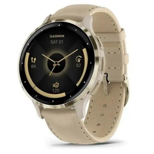 Garmin vívomove Trend 41 mm smartwatch - AMOLED 1,2" med GPS - guld/læder