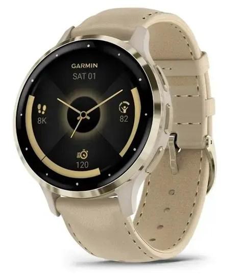 Garmin vívomove Trend 41 mm smartwatch - AMOLED 1,2" med GPS - guld/læder