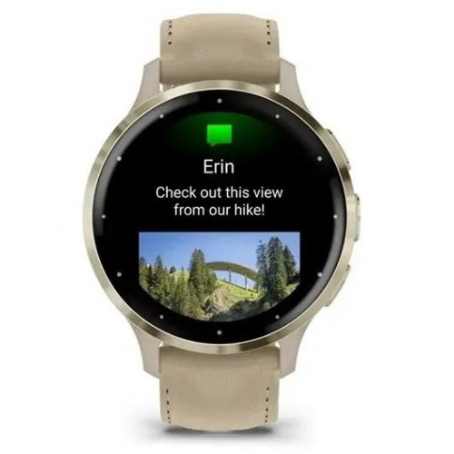 Garmin vívomove Trend 41 mm smartwatch - AMOLED 1,2" med GPS - guld/læder
