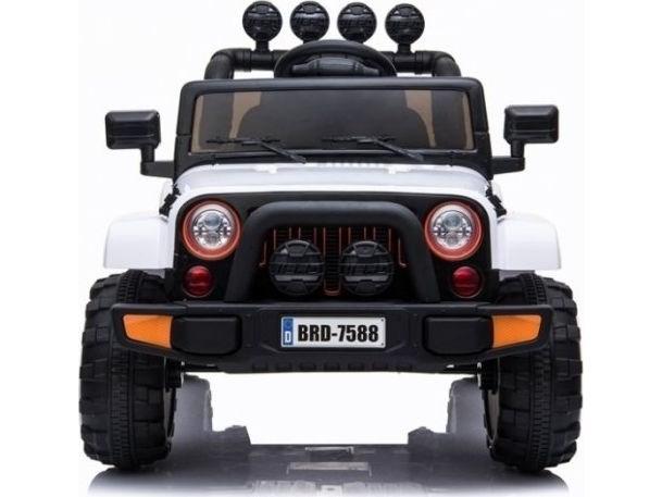 Elbil til børn - Jeep BRD-7588 med LED-lys, MP3 og fjernbetjening, hvid 4x4