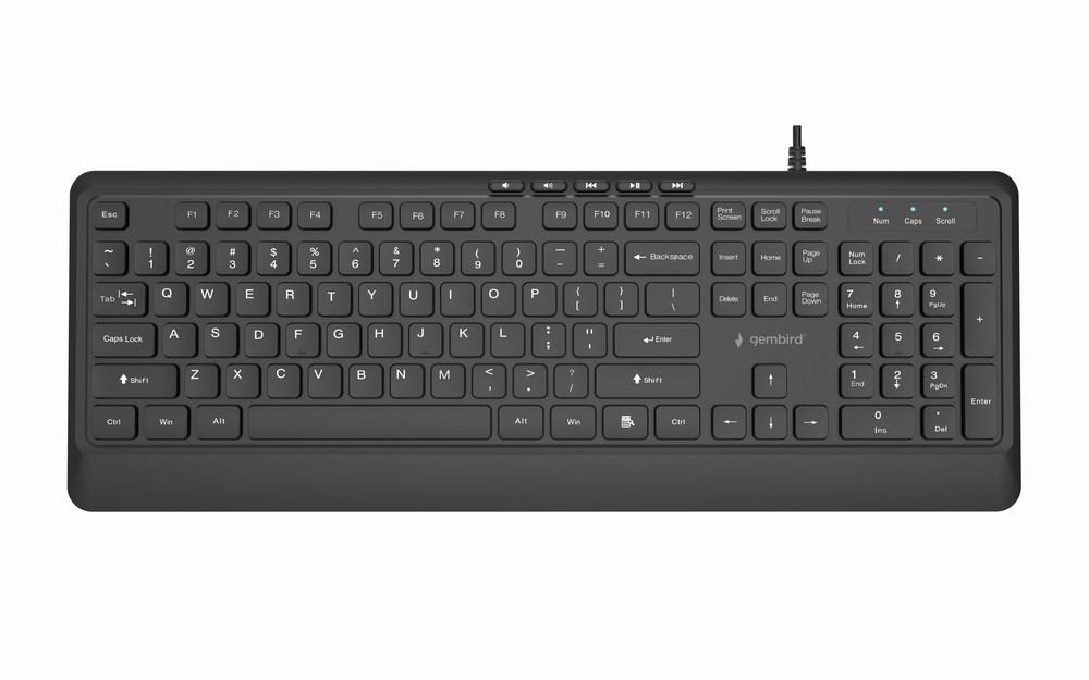 Gembird KB-MCH-05 slankt kablet multimedietastatur - sort, US-layout