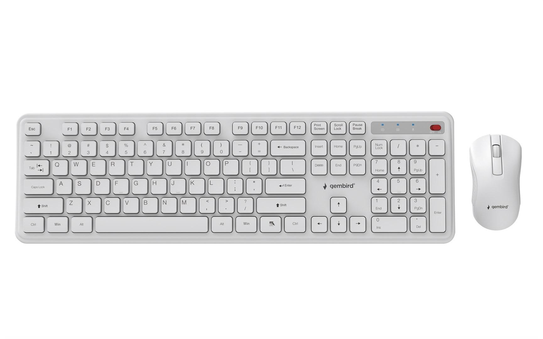 Gembird KBS-WPS-01 Slim Pro Business - trådløst tastatur og mus, hvid, US-layout