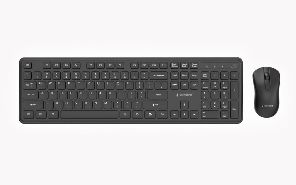 Gembird KBS-WPS-01 Slim Pro Business trådløst tastatur- og musesæt - sort, US layout
