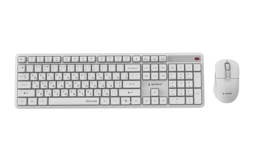 Gembird Silent Key Pro Business - trådløst tastatur og mus, hvid, RU-layout