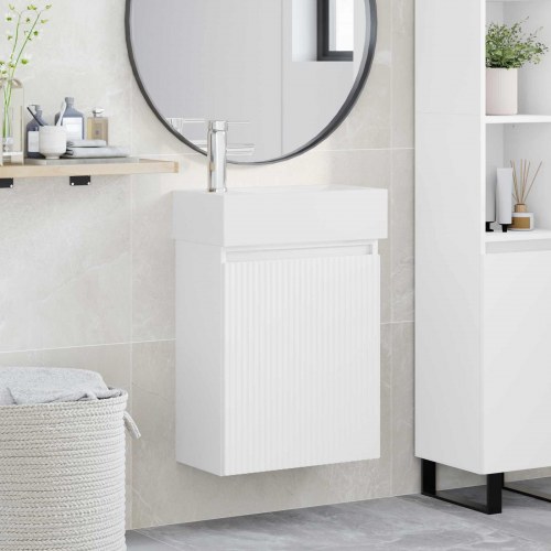 Badeværelses Vanity-enhed med Armatur Hvid 45,5 x 22,5 x 84 cm