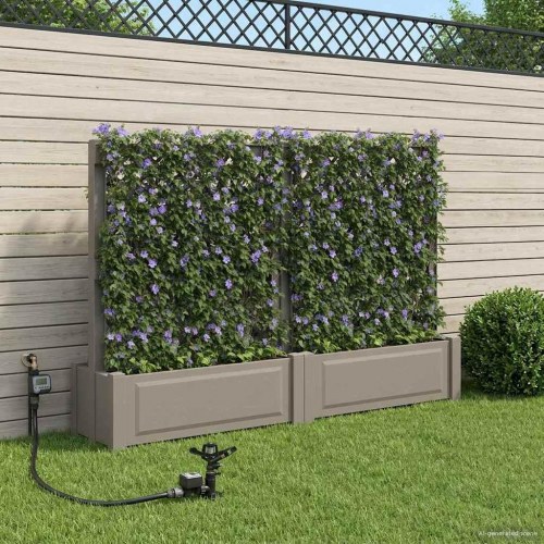 Stor krukke med trellis 2 stk Grå 200 x 43 x 133,5 cm PP