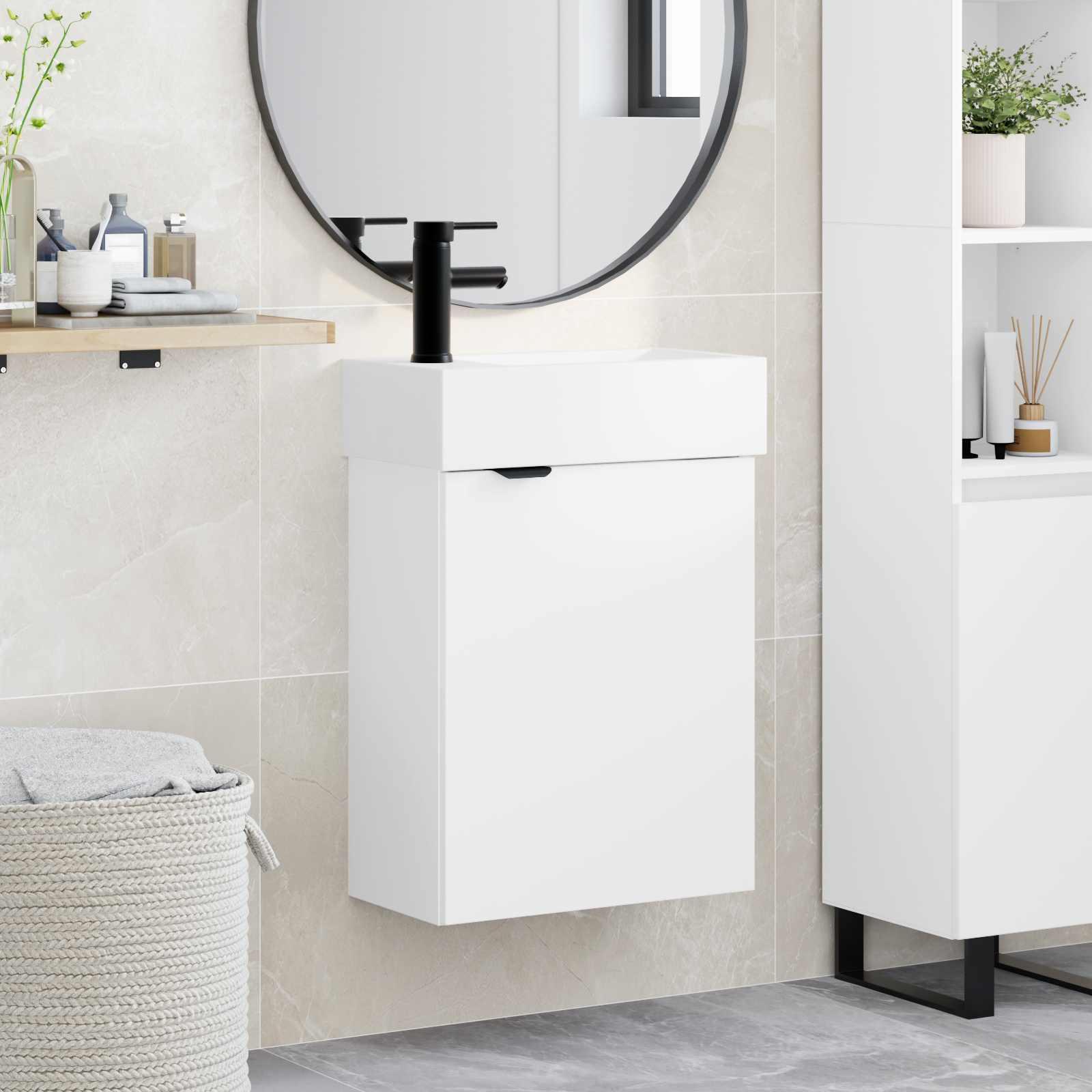 Badeværelses Vanity-enhed med Armatur Hvid 45,5 x 22,5 x 84 cm