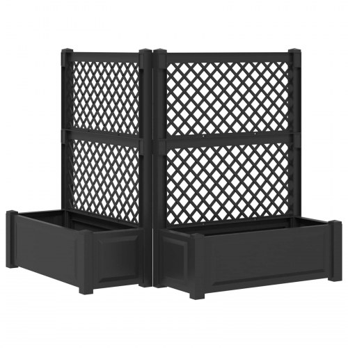 Stor blomsterkasse med espalier 2 stk Antracit
