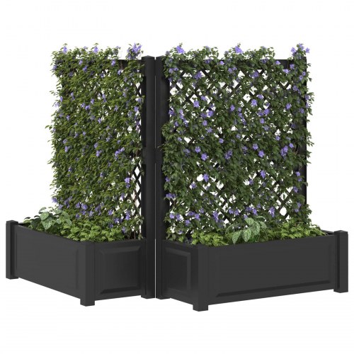 Stor blomsterkasse med espalier 2 stk Antracit