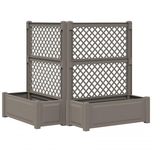 Stor blomsterkasse med espalier 2 stk Grå 143 x 143 x 133,5 cm