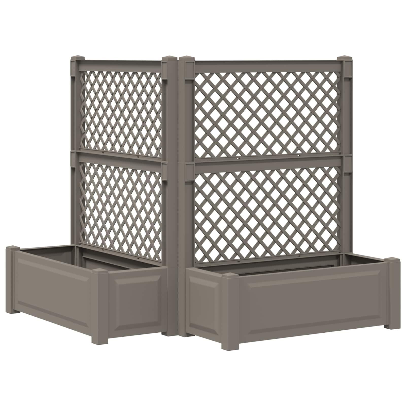 Stor blomsterkasse med espalier 2 stk Grå 143 x 143 x 133,5 cm