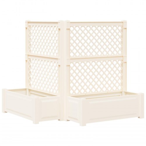 Stor blomsterkasse med espalier 2 stk Hvid 143 x 143 x 133,5 cm