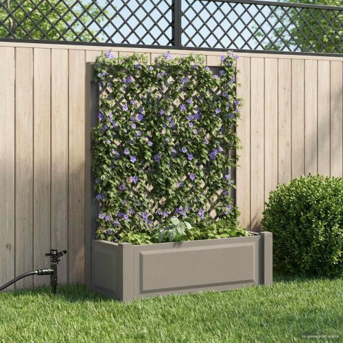 Stor blomsterkasse med espalier Grå 99,5 x 43 x 133,5 cm PP