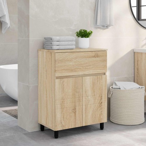 Badeværelse Vaskeskab Sonoma-eg 60 x 35 x 80 cm Konstrueret træ