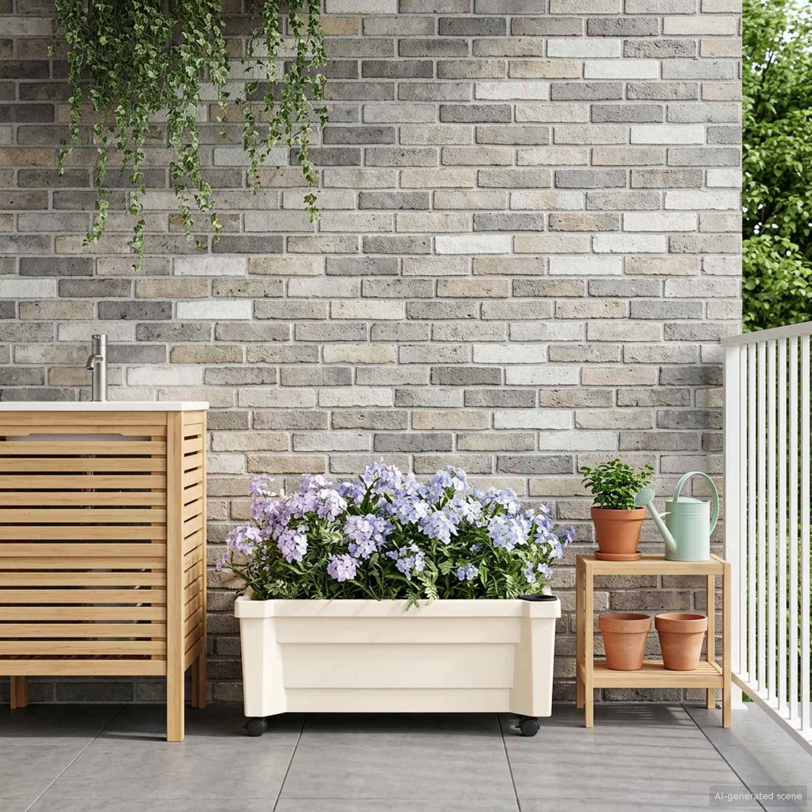 Calypso plante med hjul Hvid 79 x 35 x 33 cm PP