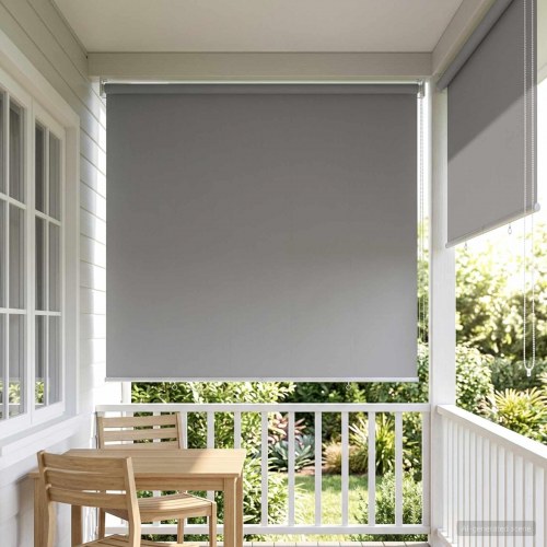 Rullegardin UV-beskyttelse Lysegrå 140 x 140 cm Polyester