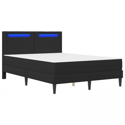 Sengestel med LED-lysstrimler Sort 120 x 200 cm Kunstlæder