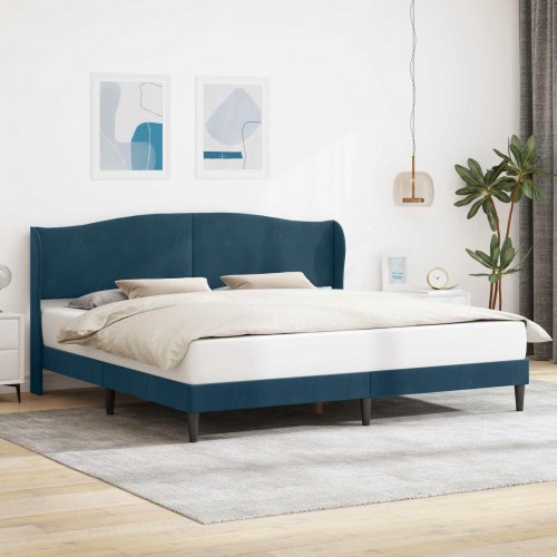 Sengestel med hovedgærde Blå 200 x 200 cm Fløjl