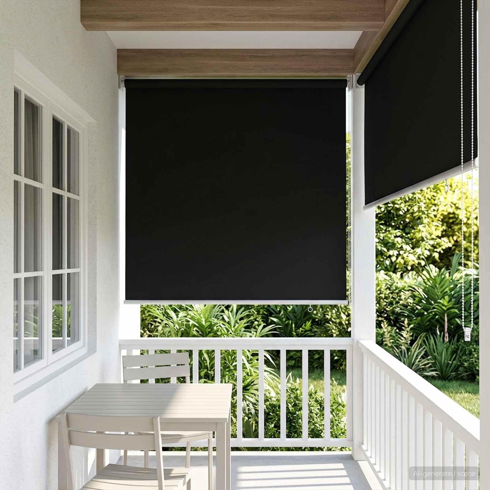 Rullegardin UV-beskyttelse Sort 60 x 230 cm Polyester