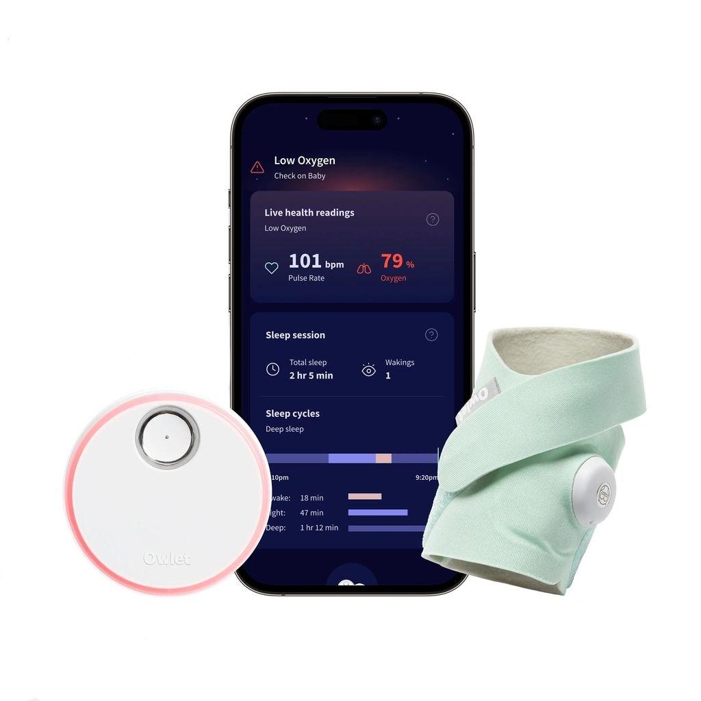 Owlet Dream Sock - babysok i mint til søvn- og helbredsovervågning billede
