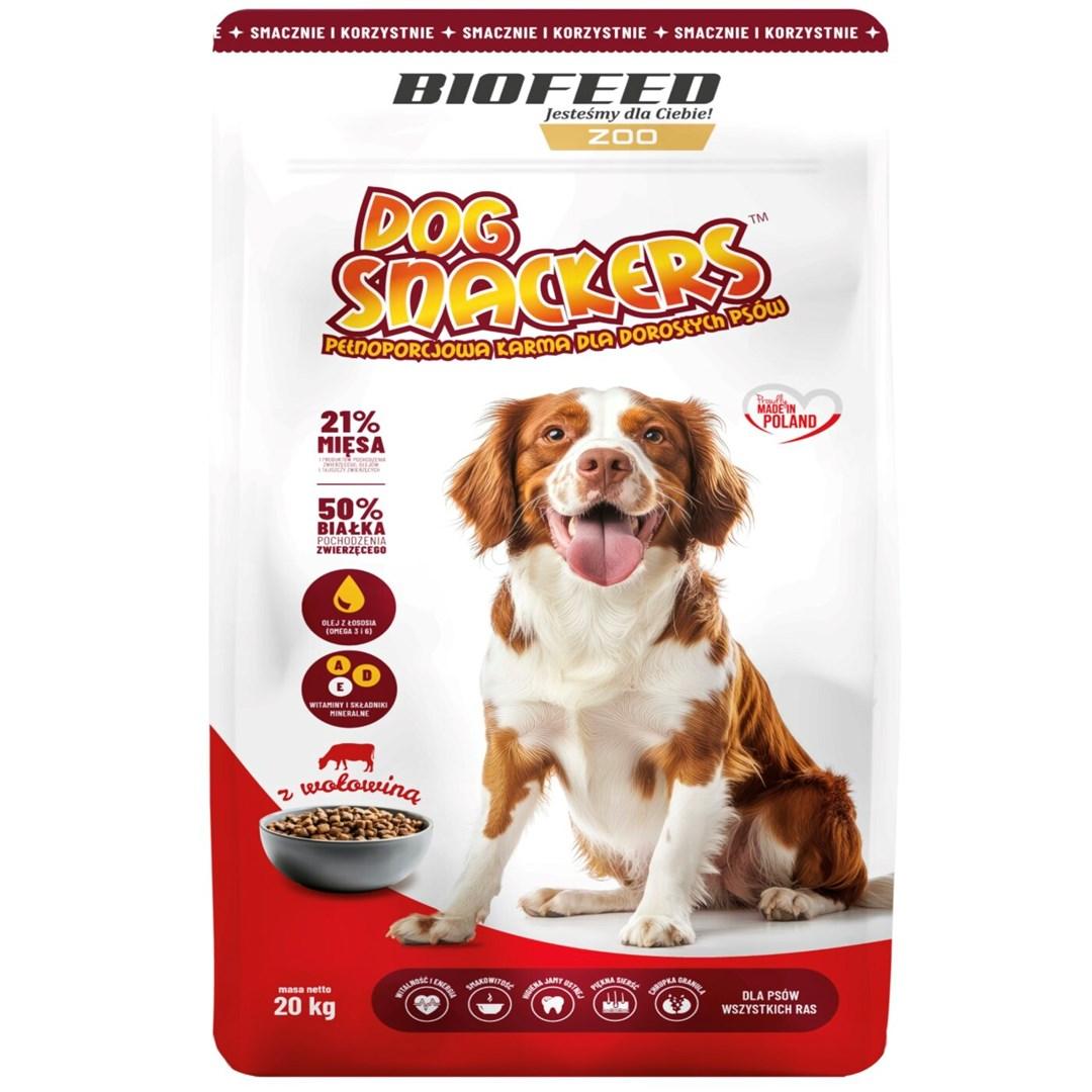 BIOFEED Dog Snackers Adult Medium & Large - tørfoder med oksekød 20 kg billede