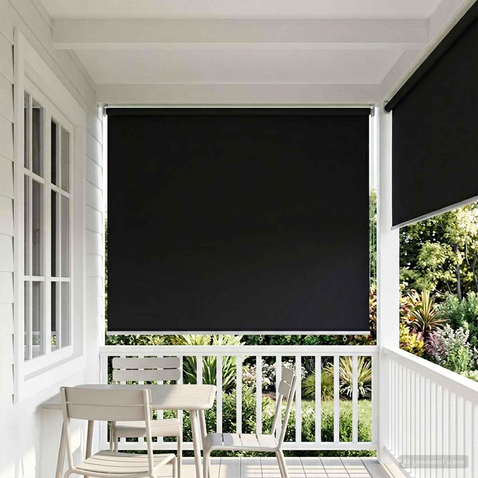 Rullegardin UV-beskyttelse Sort 160 x 140 cm Polyester