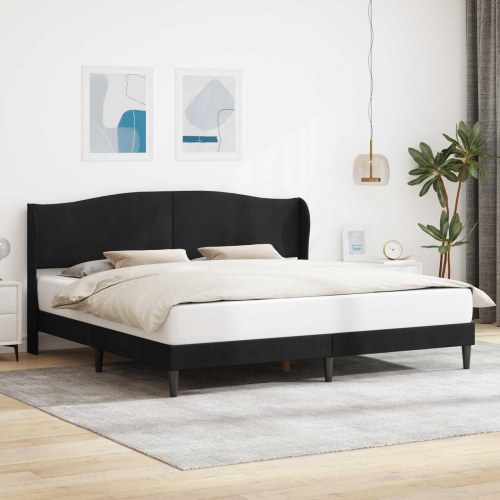 Sengestel med hovedgærde Sort 180 x 200 cm Fløjl