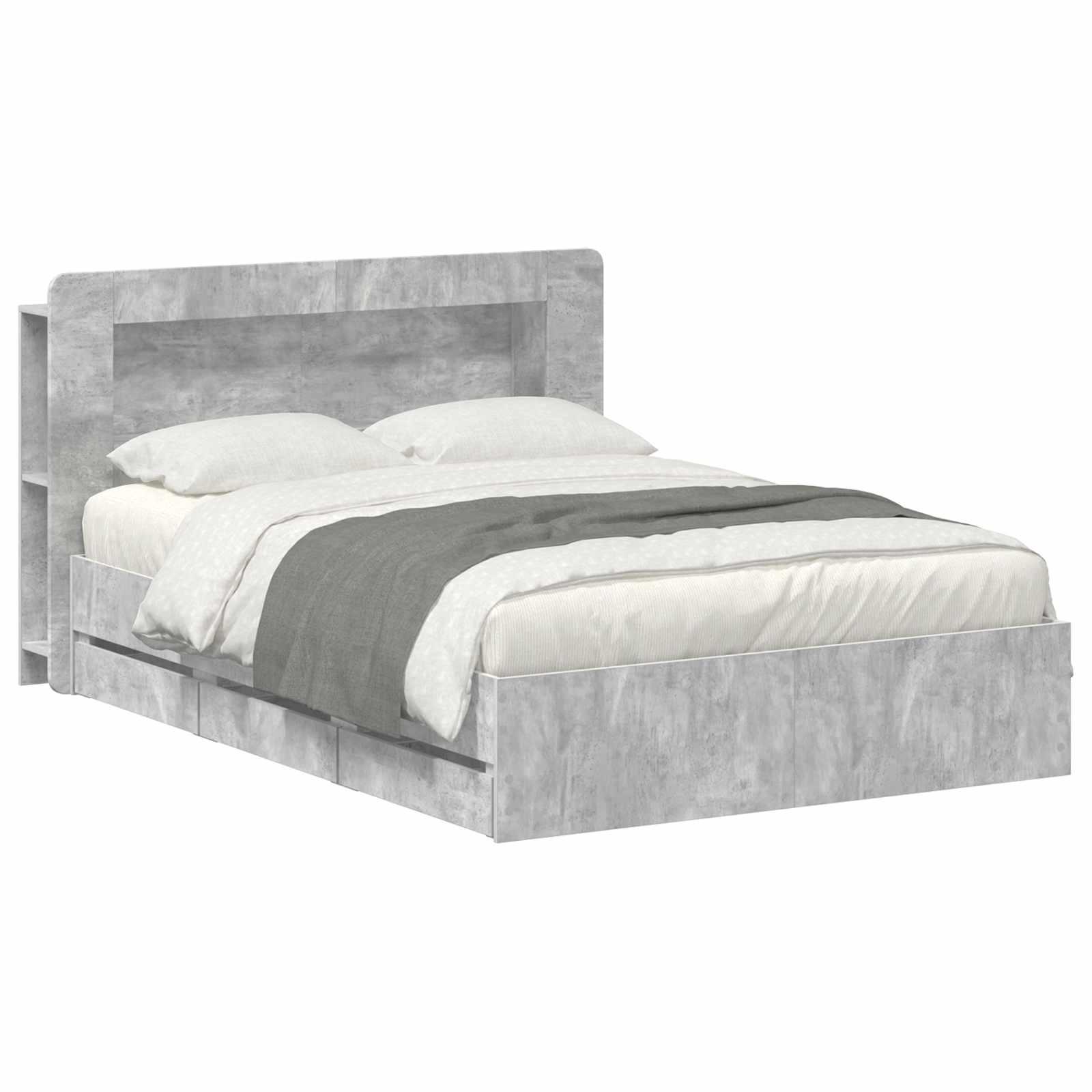 Sengestel med opbevaring Betongrå 150 x 200 cm Konstrueret træ