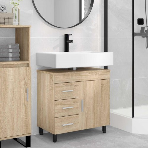 Badeværelse Vaskeskab Sonoma-eg 60 x 35 x 60 cm Konstrueret træ