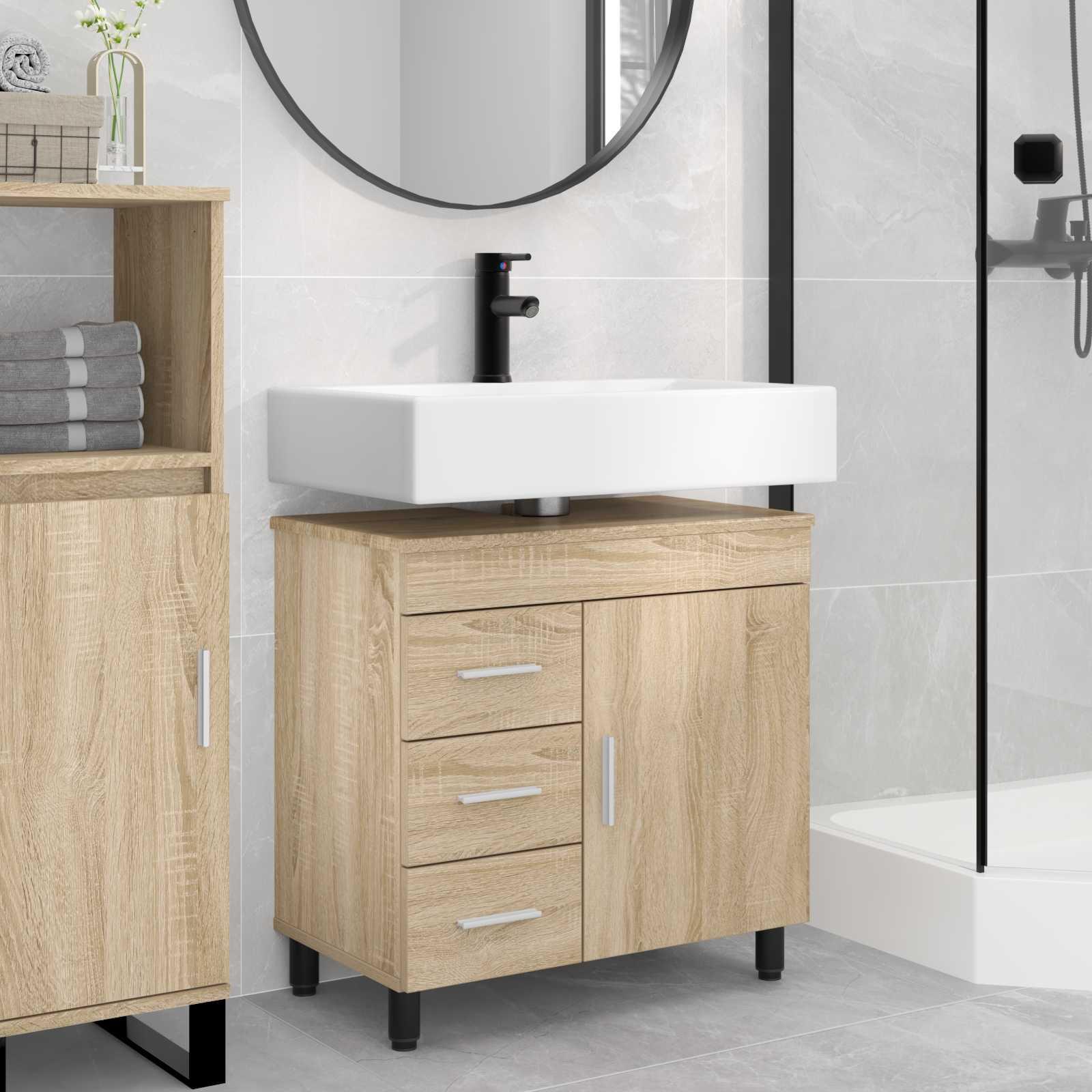 Badeværelse Vaskeskab Sonoma-eg 60 x 35 x 60 cm Konstrueret træ