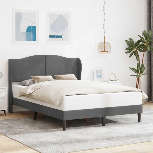 Sengestel med hovedgærde Mørkegrå 160 x 200 cm Fløjl