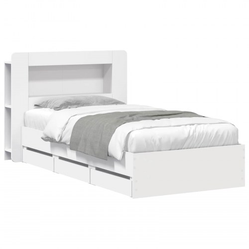 Sengestel med opbevaring Hvid 100 x 200 cm Konstrueret træ