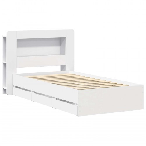 Sengestel med opbevaring Hvid 100 x 200 cm Konstrueret træ