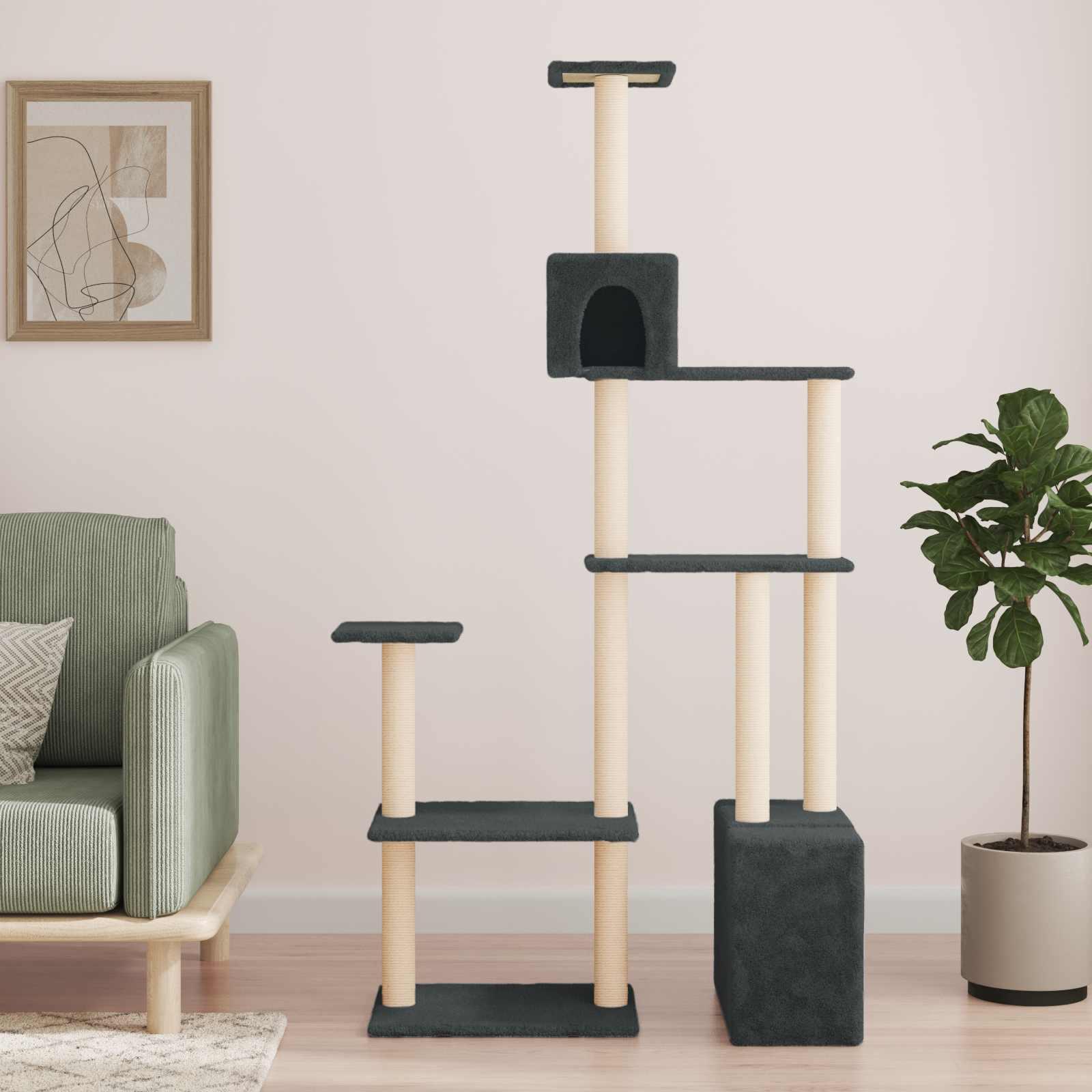 Kattetræ med sisal klatreposter Mørkegrå 177,5 cm billede
