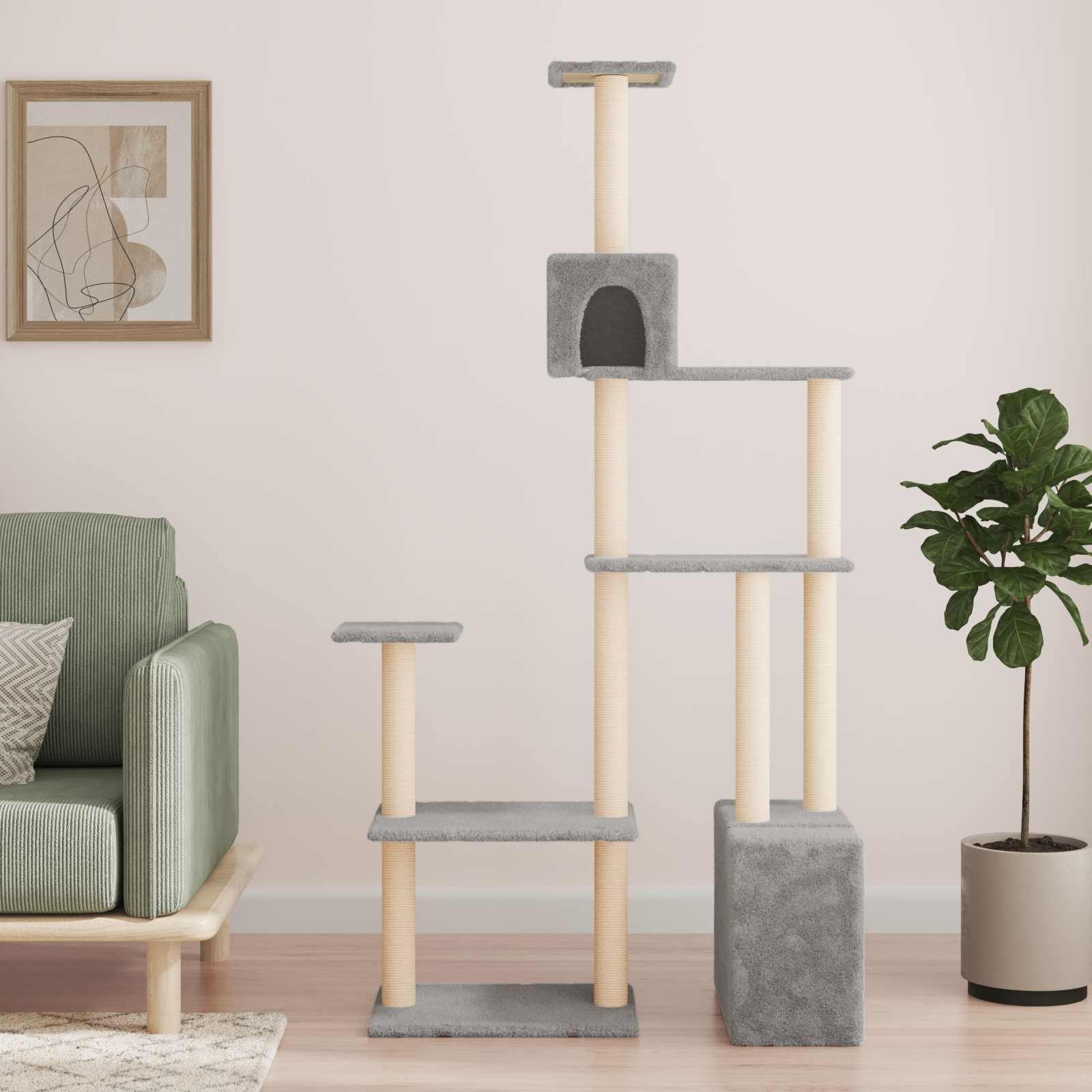 Kattetræ med sisal klatreposter Lysegrå 177,5 cm billede