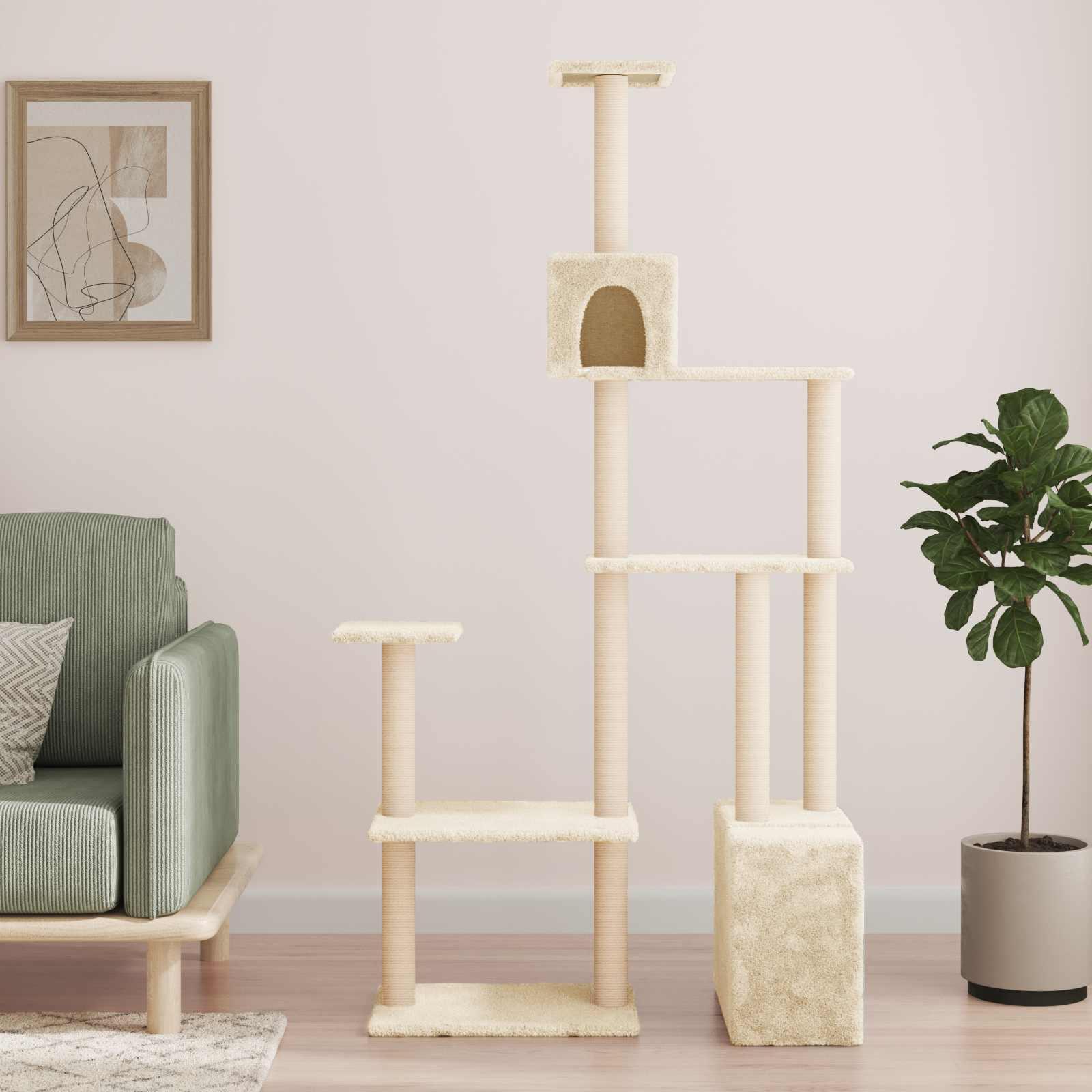 Kattetræ med sisal klatreposter Cremefarvet 177,5 cm billede