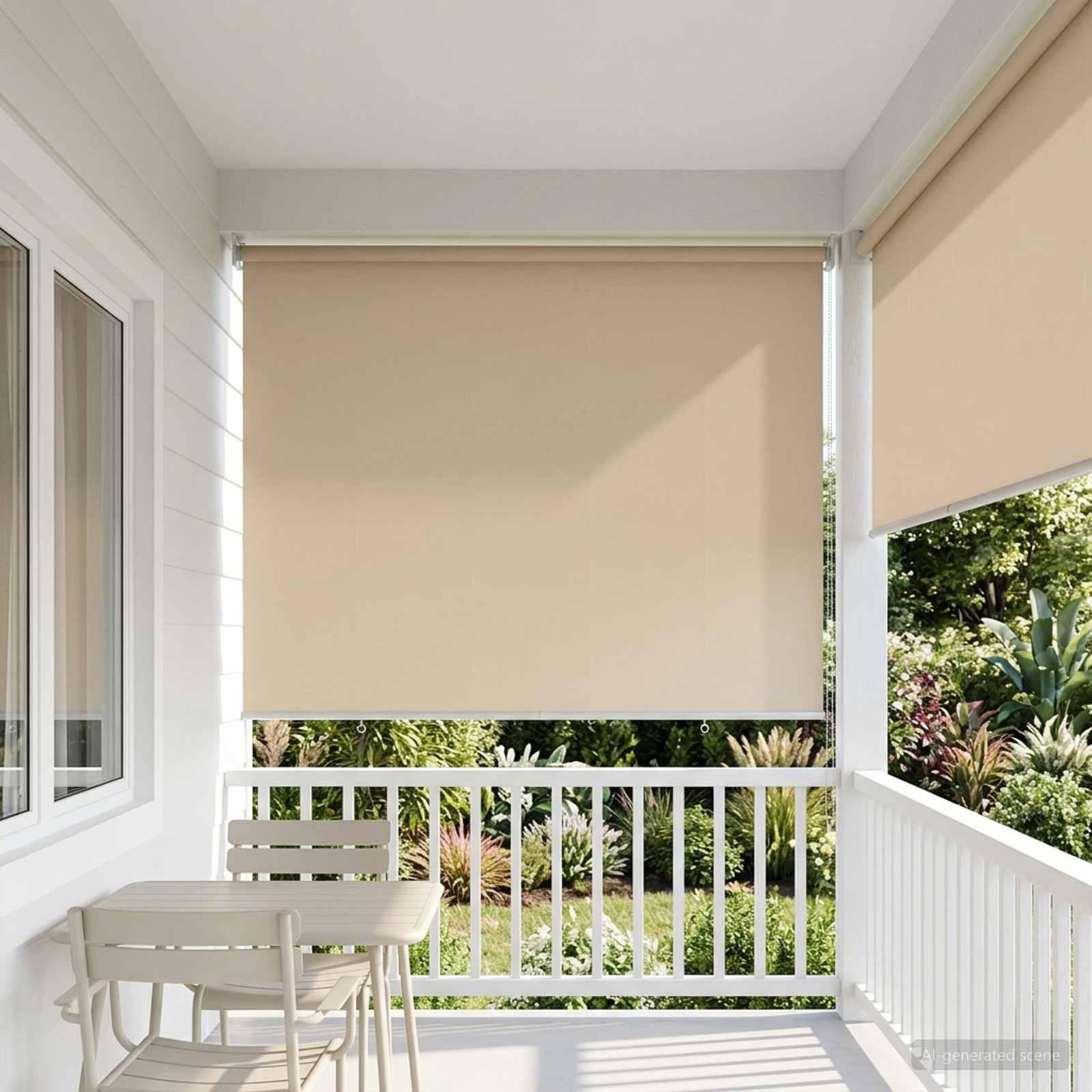 Rullegardin UV-beskyttelse Beige 120 x 230 cm Polyester billede