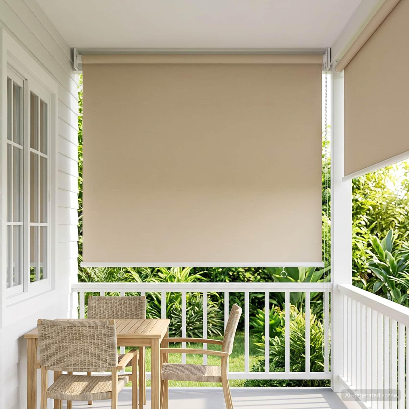 Rullegardin UV-beskyttelse Beige 80 x 230 cm Polyester billede