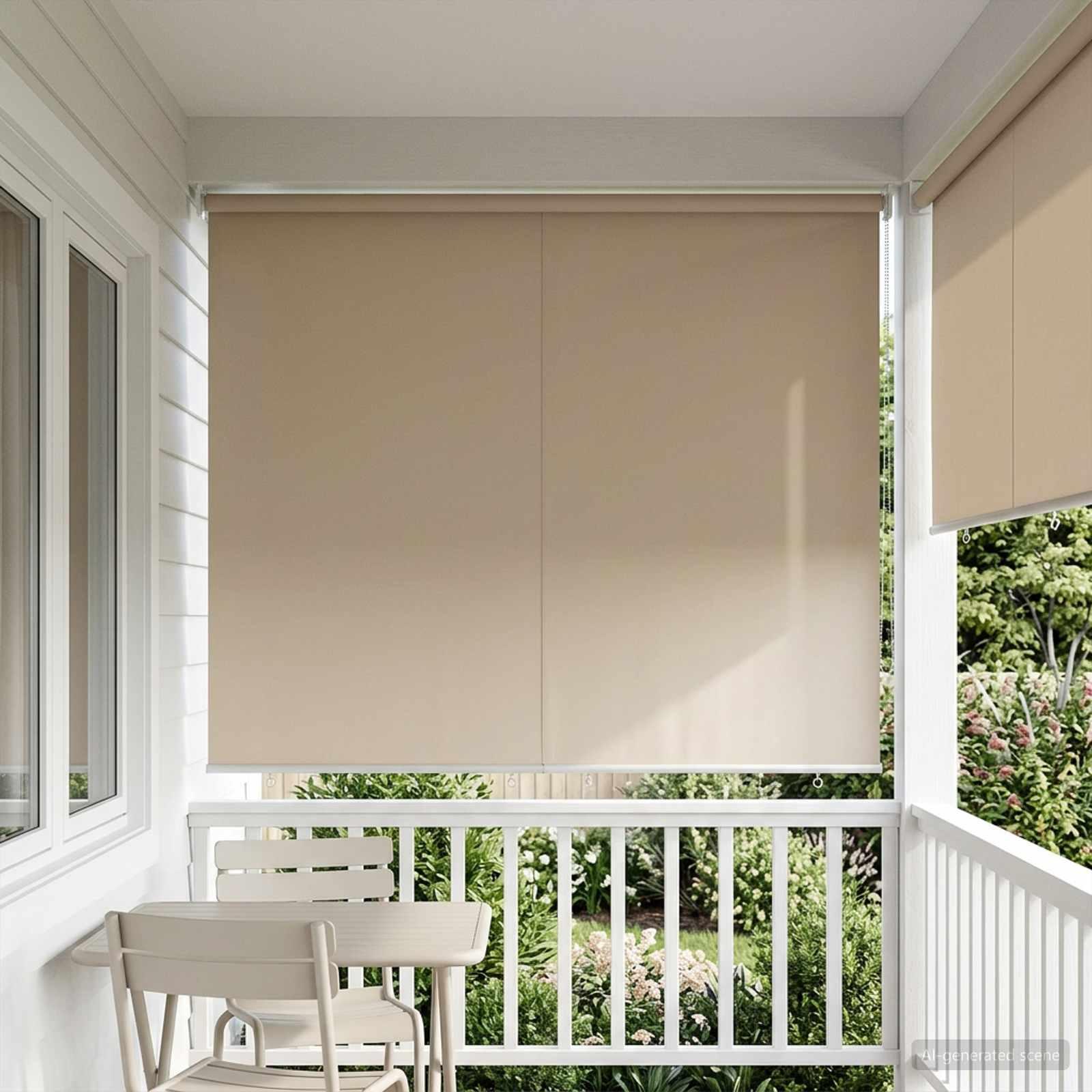 Rullegardin UV-beskyttelse Beige 180 x 140 cm Polyester billede