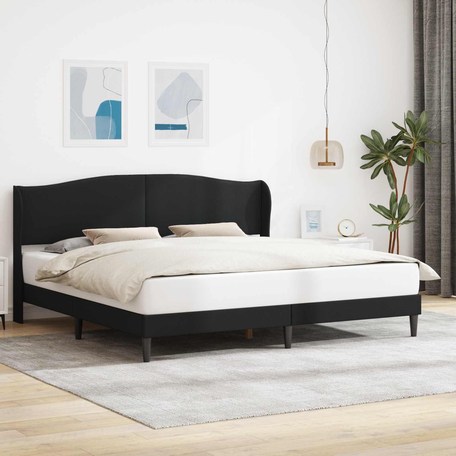 Sengestel med hovedgærde Sort 180 x 200 cm Kunstlæder billede