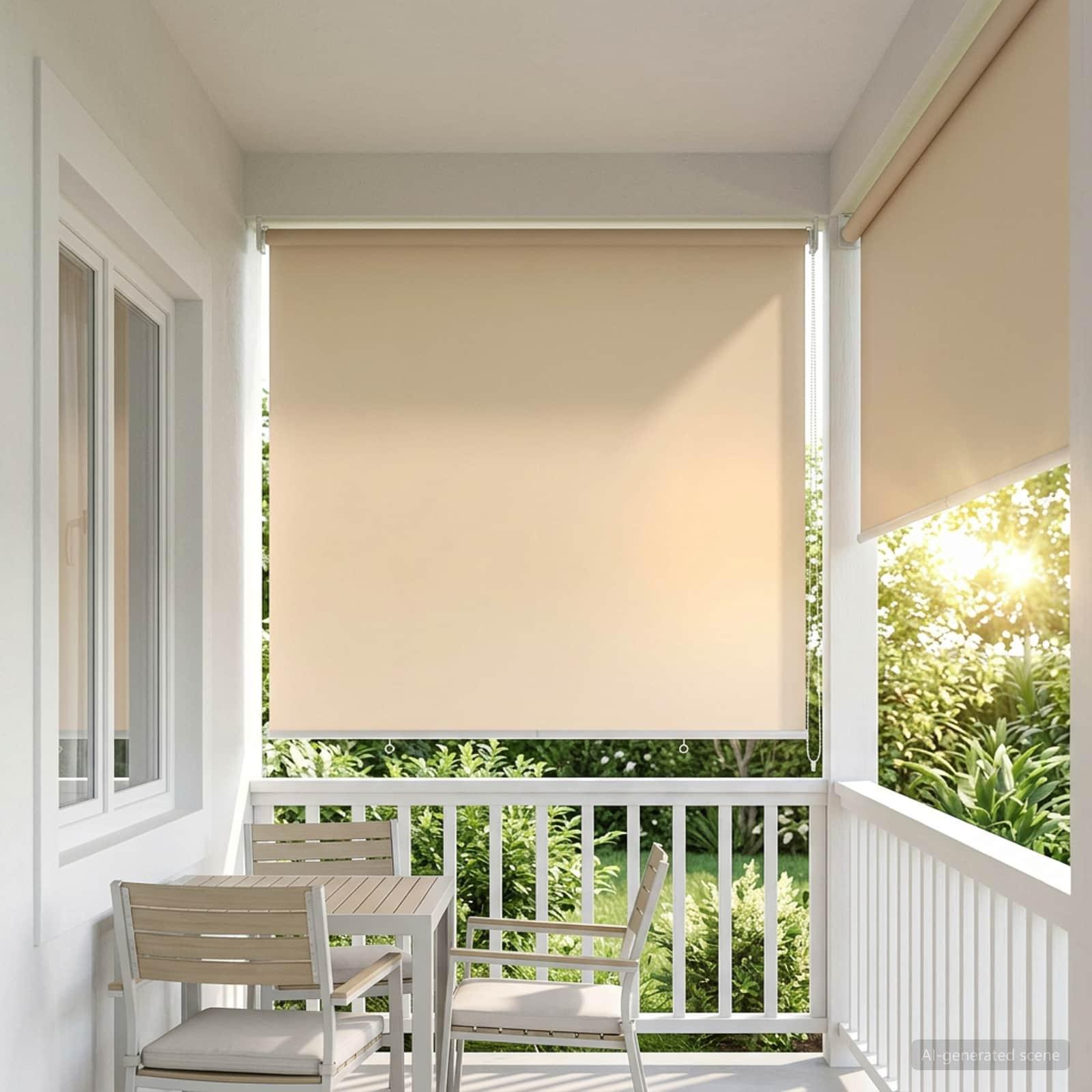 Rullegardin UV-beskyttelse Beige 120 x 140 cm Polyester billede