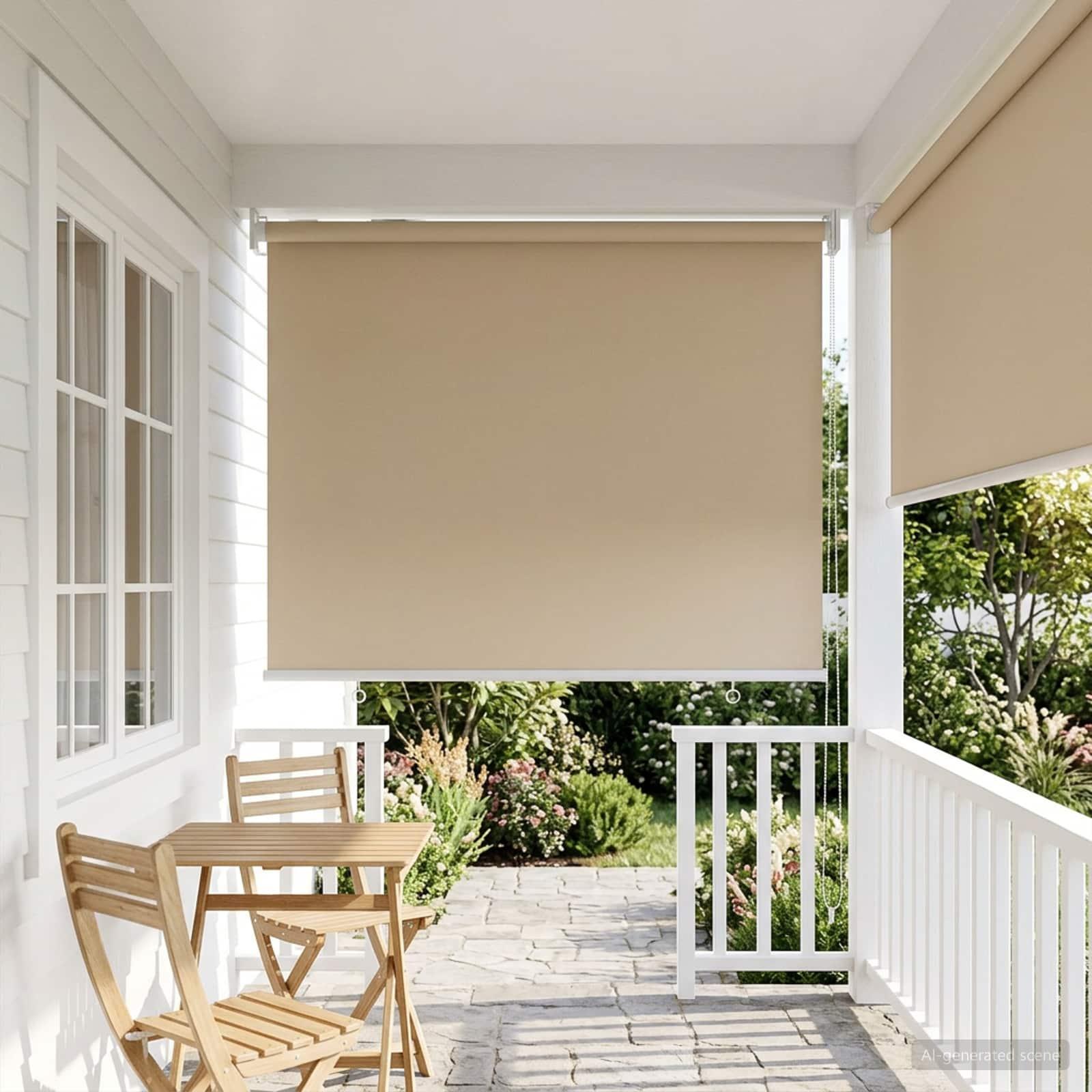 Rullegardin UV-beskyttelse Beige 80 x 140 cm Polyester billede